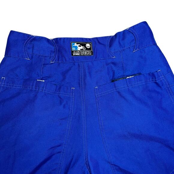 Vintage Kikwear Nylon Blue Wide Leg Pants size 32 Skater Rave Grunge drawstring - Picture 8 of 10
